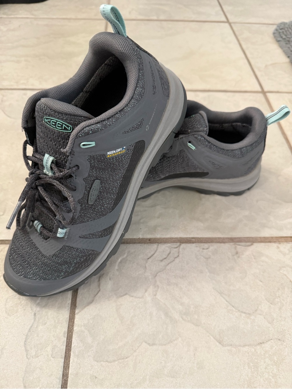 KEEN Women's Gray Hiking Shoes with Mint Accents